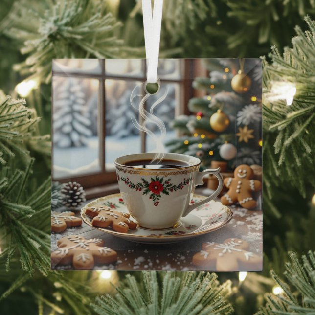 Warmer Kaffee und Lebkuchen Weihnachten Ornament Aus Glas (Insitu)