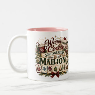 Warmer Kakao und Mahjong Zweifarbige Tasse