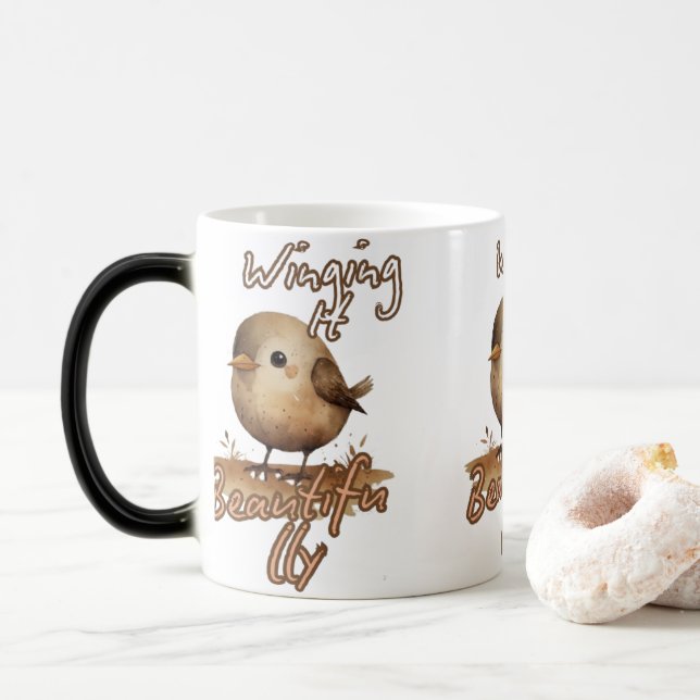 Warmer kleiner künstlerischer Vogel Verwandlungstasse (Mit Donut)