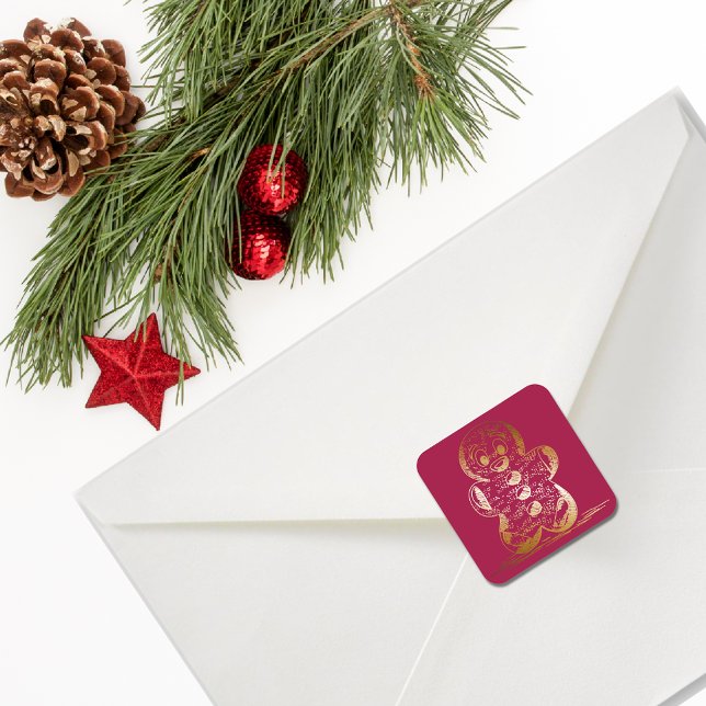 Warmer Kupfer Gingerbrot Man Quadratischer Aufkleber (Von Creator hochgeladen)