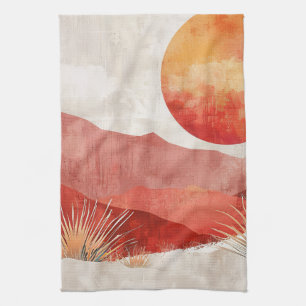 Warmer Minimalismus - Abstrakte Boho-Wüstenlandsch Geschirrtuch