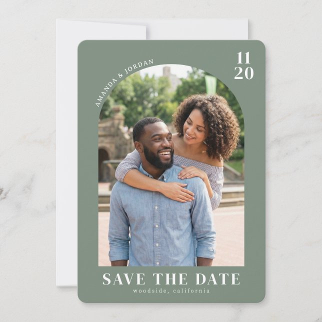 Warmer Minimalistischer Foto-Stil Save The Date (Vorderseite)