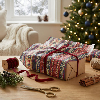 Warmer nordischer Fair-Isle-Weihnachtstissuepapier Seidenpapier