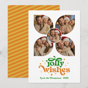 Warmer Orangen-Gewürz-Retro-Fotocollage-Weihnachte Feiertagskarte