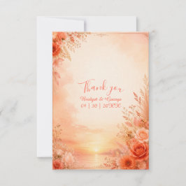Warmer Orangesonnenuntergang Ombre Hochzeit Dankeskarte