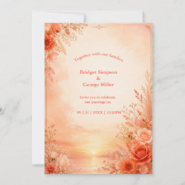 Warmer Orangesonnenuntergang Ombre Hochzeit Einladung
