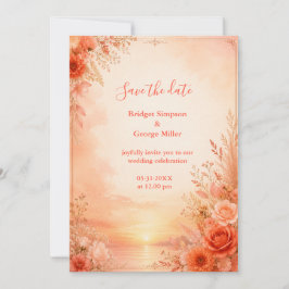 Warmer Orangesonnenuntergang Ombre Hochzeit Einladung