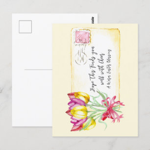 Warmer Oster-Segen Tulpen Postkarte