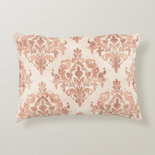 Warmer Pfirsich-Damask Wasserfarbe Ornamental Must Dekokissen