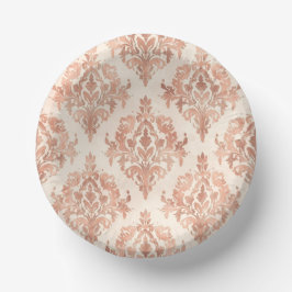 Warmer Pfirsich-Damask Wasserfarbe Ornamental Must Pappteller