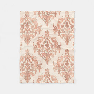 Warmer Pfirsich-Damask-Wasserfarben-Ornamentmuster Fleecedecke