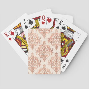 Warmer Pfirsich-Damask-Wasserfarben-Ornamentmuster Spielkarten