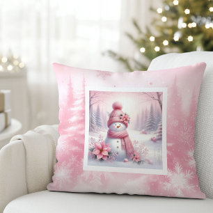 Warmer Pinkmas-Wald-Schneemann-Weihnachts-Kissen-G Kissen