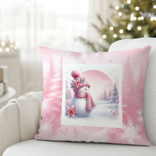 Warmer Pinkmas-Wald-Schneemann-Weihnachts-Kissen-G Kissen