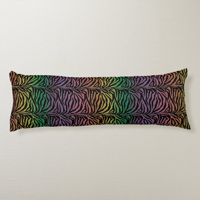 Warmer Regenbogen-Tiger-Tierdruck Seitenschläferkissen (Rückseite)