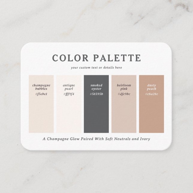 Warmer Rosa & Champagner Hochzeitsfarbpalette Kart Begleitkarte (Vorderseite)