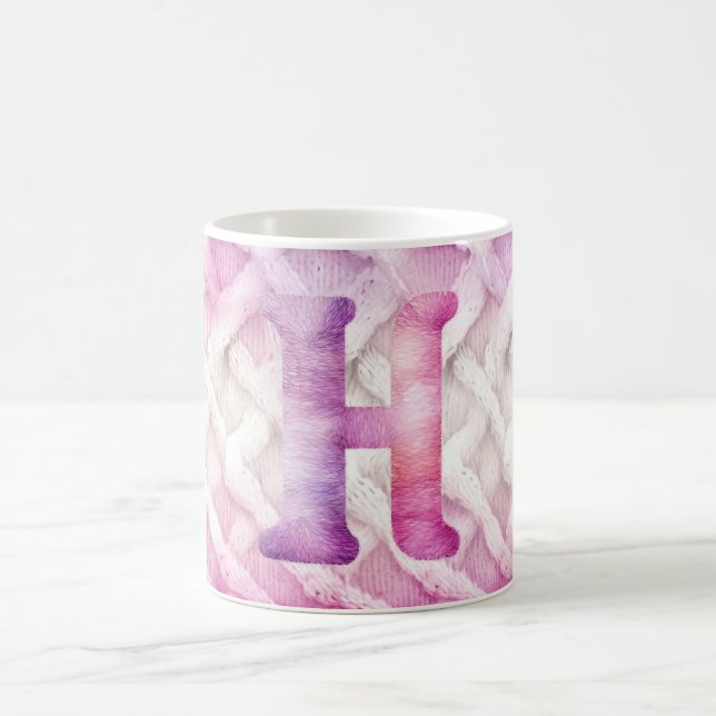 Warmer rosa Lila Buchstabe H Kaffeetasse (Mittel)