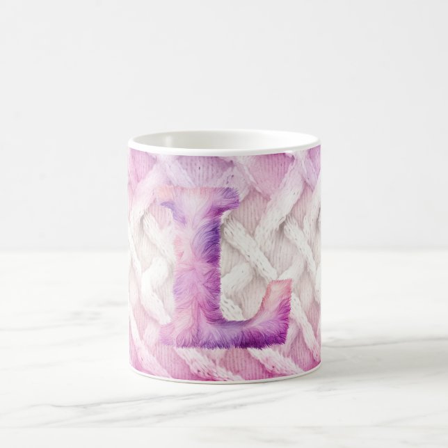 Warmer rosa Lila Buchstabe L Kaffeetasse (Mittel)