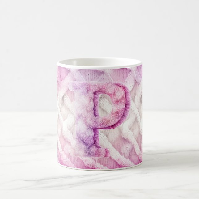 Warmer rosa Lila Buchstabe P Kaffeetasse (Mittel)