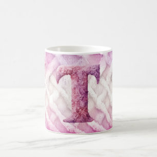 Warmer rosa Lila Buchstabe T Kaffeetasse