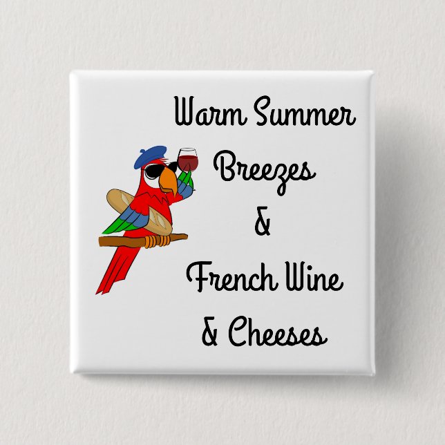 Warmer Sommer saust Papageien-Knopf Button (Vorderseite)