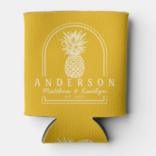 Warmer Sonnenblumen-Ananas-Hochzeitsbogen & Name Dosenkühler