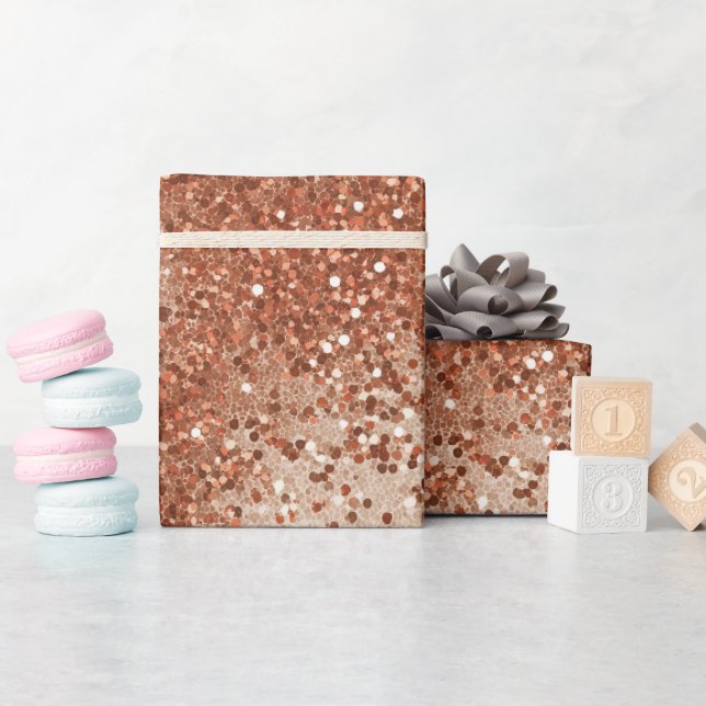 Warmer Terrakotta-Schimmer Beiger Glitter-Muster Geschenkpapier (Babyparty)