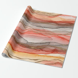 Warmer Ton Gold Geäderter Marmor Abstrakt Geschenkpapier