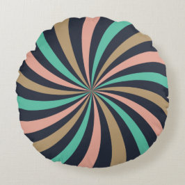 Warmer und erdgrüner Pink Aqua Brown Lollipop Swir Rundes Kissen