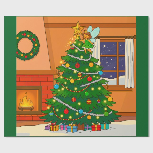 WARMER WEIHNACHTSBAUM BAUM DESIGN GESCHENKPAPIER (Flach)