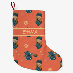 Warmer Winter mit heißem Tee und Gebäck Kleiner Weihnachtsstrumpf