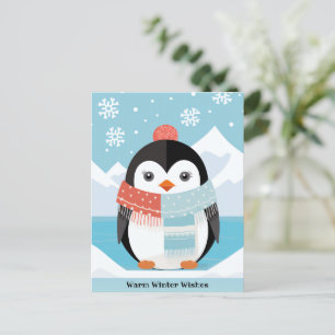 Warmer Winter wünscht Niedlichen Pinguin Urlaub Po Feiertagspostkarte