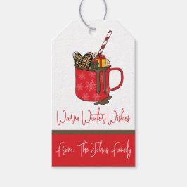 Warmer Winter wünscht warmen Kakao-Urlaub Thema Geschenkanhänger