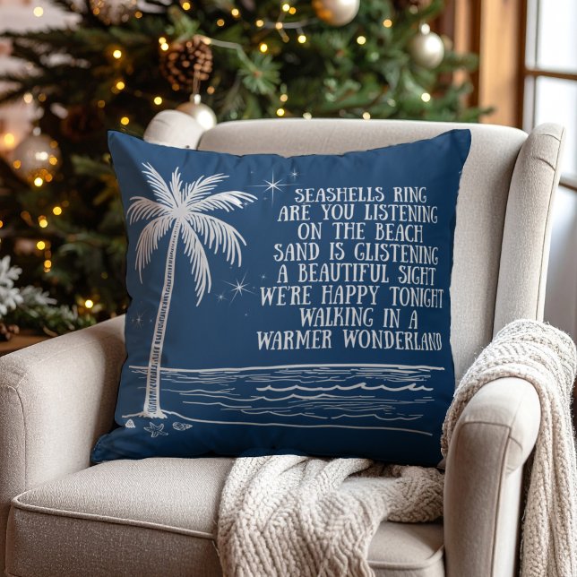 Warmer Wonderland Palm Tree Beach Christmas Kissen (Von Creator hochgeladen)