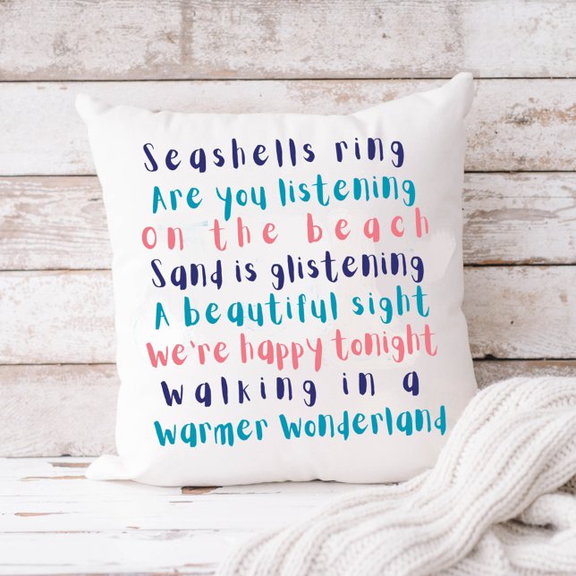 Warmer Wonderland Tropical Typografy Weihnachten Kissen (Von Creator hochgeladen)