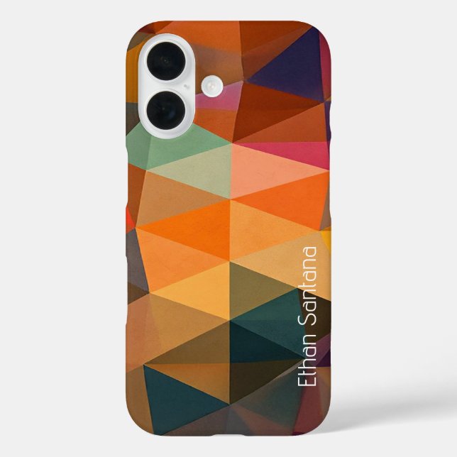 Warmes Abstraktes Dreieck-Muster iPhone 16 Hülle (Rückseite)