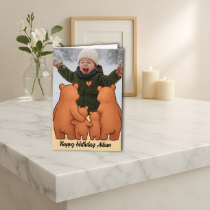Warmes Bärenfamilie Sonnenuntergang Geschenkkarten Karte