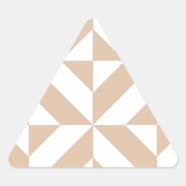 Warmes Beige Geometric Deko Cube Pattern Dreieckiger Aufkleber (Vorderseite)