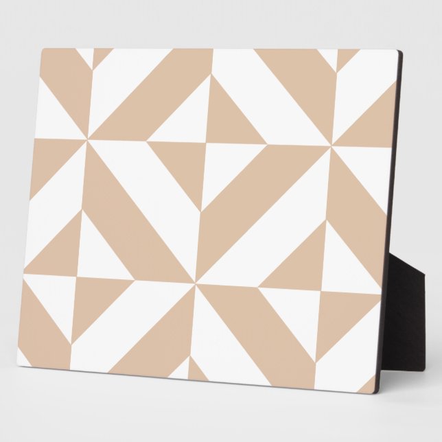 Warmes Beige Geometric Deko Cube Pattern Fotoplatte (Seite)
