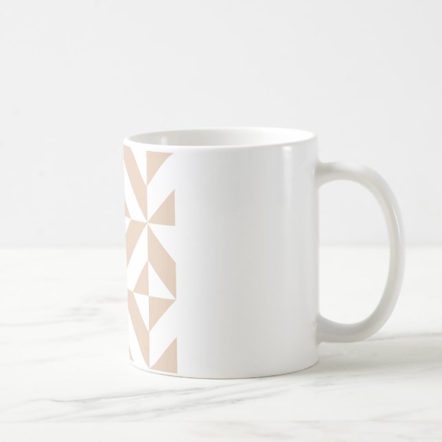 Warmes Beige Geometric Deko Cube Pattern Kaffeetasse (Rechts)