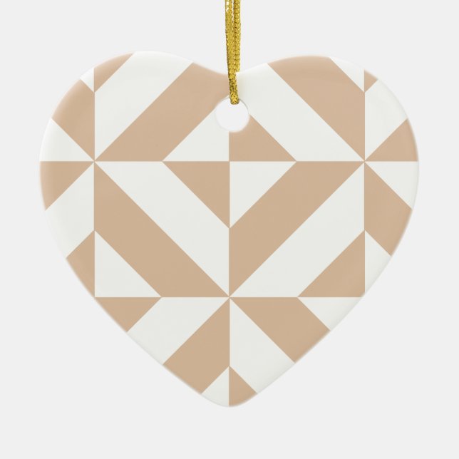 Warmes Beige Geometric Deko Cube Pattern Keramik Ornament (Vorne)