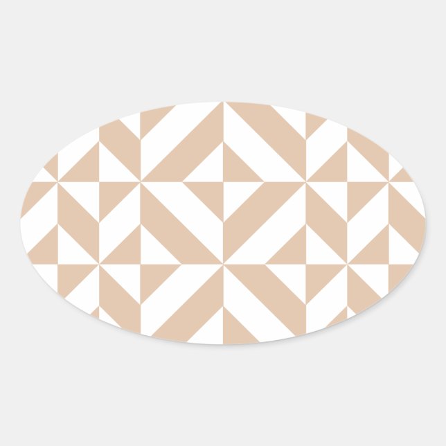 Warmes Beige Geometric Deko Cube Pattern Ovaler Aufkleber (Vorderseite)