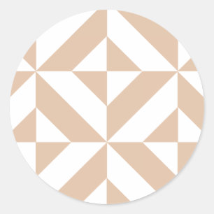 Warmes Beige Geometric Deko Cube Pattern Runder Aufkleber