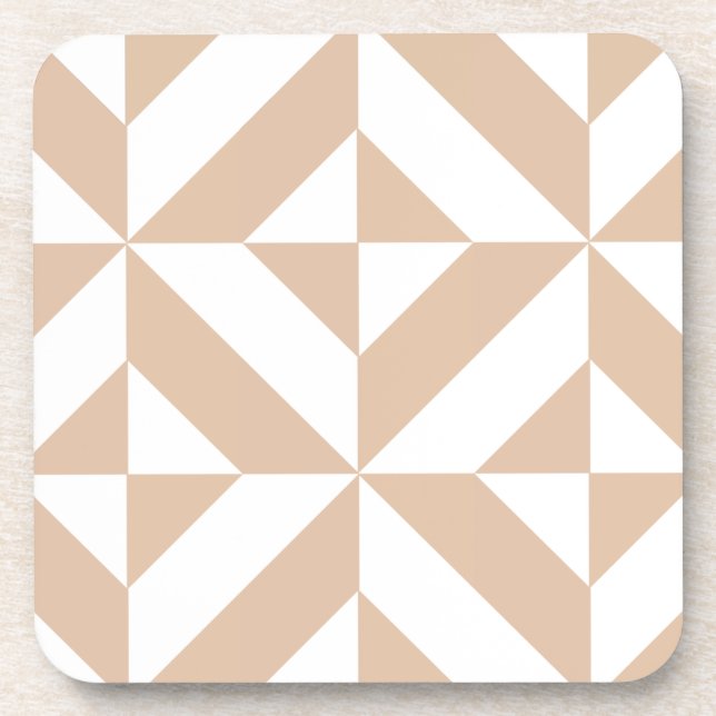 Warmes Beige Geometric Deko Cube Pattern Untersetzer (Vorderseite)