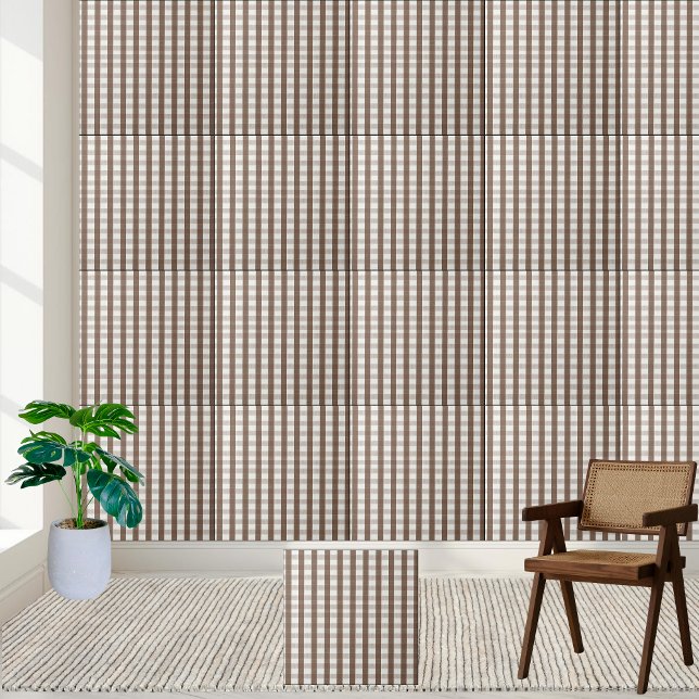 Warmes braunes und knalliges weißes, kariertes Fli Fliese (Warm Brown and Crisp White Checkered Tile Pattern)