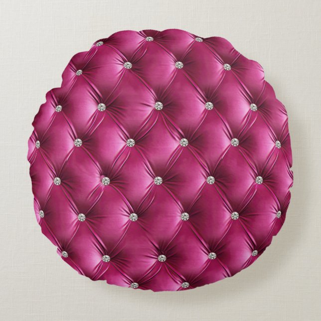 Warmes Chic Pink Imitate Velvet Rundes Kissen (Vorderseite)