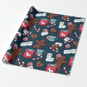 Warmes Coco- und Weihnachtsmuster für Leckereien Geschenkpapier