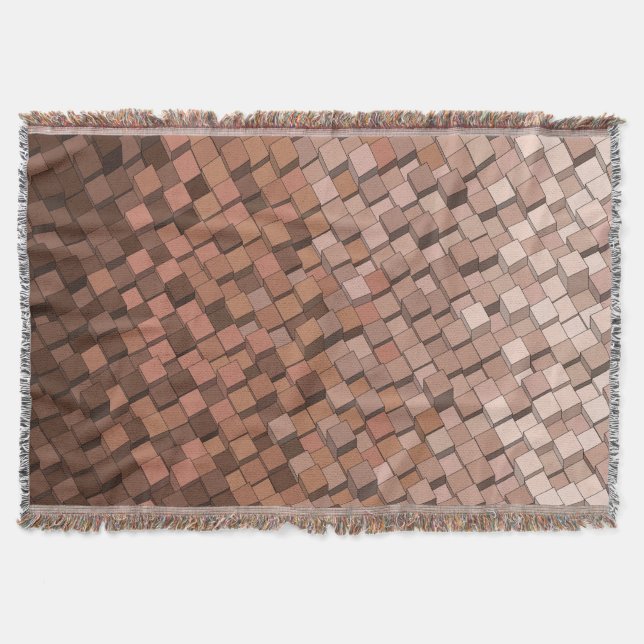 Warmes Coffee Geometric 3D Cube Pattern Blanket Decke (Vorderseite)