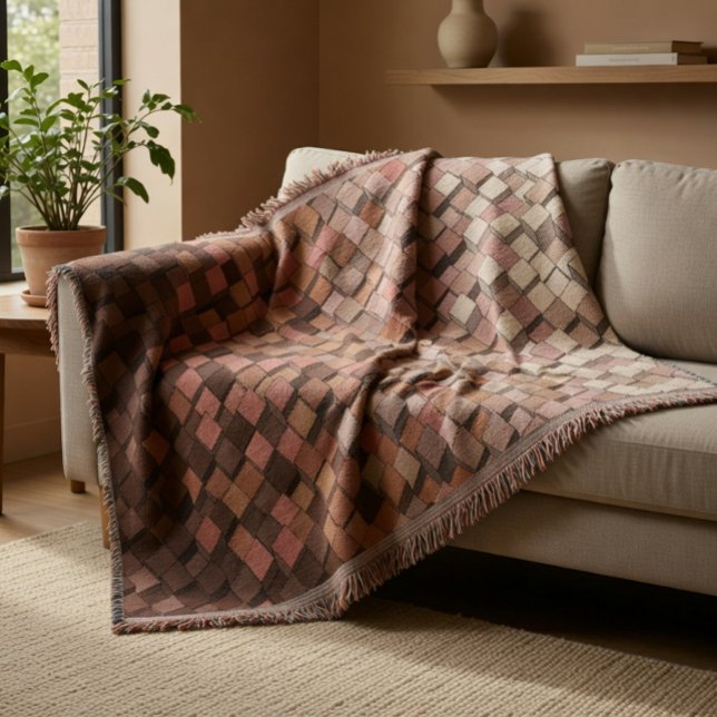 Warmes Coffee Geometric 3D Cube Pattern Blanket Decke (Von Creator hochgeladen)