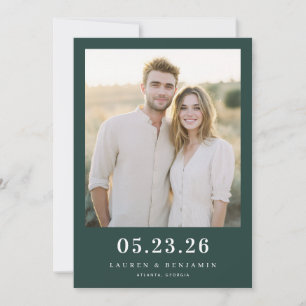 Warmes Dunkelgrün Minimalistisches Foto Save The Date